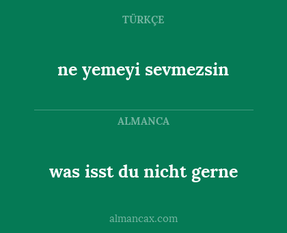 was isst du nicht gerne - ne yemeyi sevmezsin
