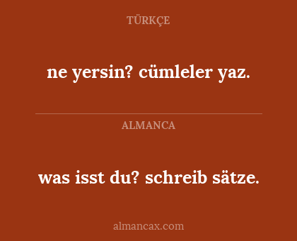ne yersin? cümleler yaz. - was isst du? schreib sätze.