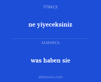 was haben sie - ne yiyeceksiniz