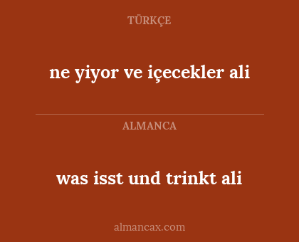 was isst und trinkt ali - ne yiyor ve içecekler ali