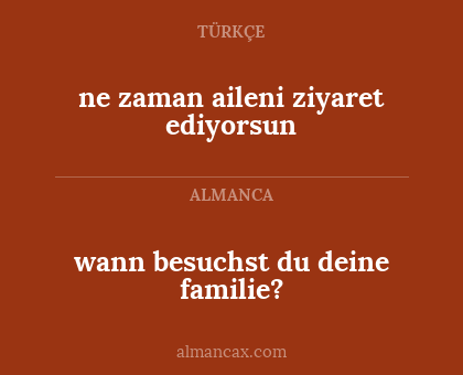 ne zaman aileni ziyaret ediyorsun - wann besuchst du deine familie?
