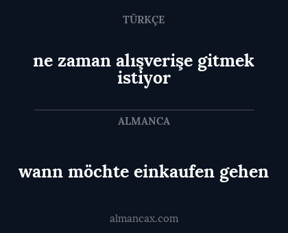 ne zaman alışverişe gitmek istiyor - wann möchte einkaufen gehen