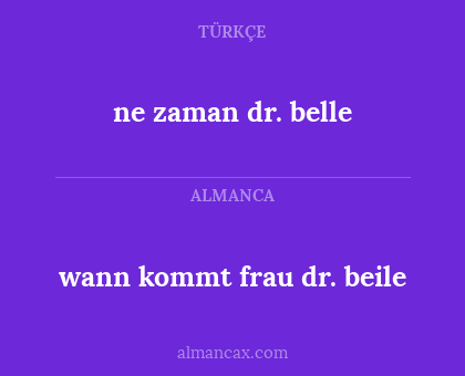 ne zaman dr. belle - wann kommt frau dr. beile