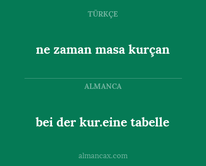 bei der kur.eine tabelle - ne zaman masa kurçan