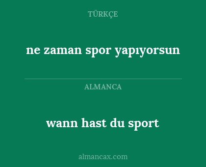 wann hast du sport - ne zaman spor yapıyorsun