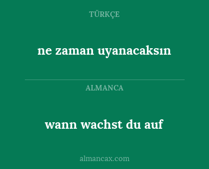wann wachst du auf - ne zaman uyanacaksın