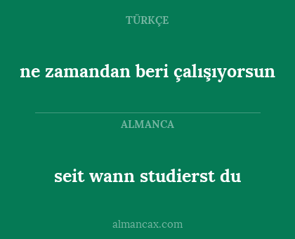 seit wann studierst du - ne zamandan beri çalışıyorsun