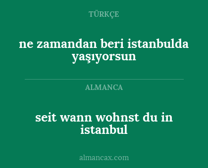 ne zamandan beri istanbulda yaşıyorsun - seit wann wohnst du in istanbul