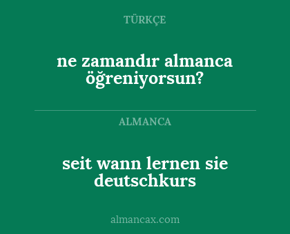 ne zamandır almanca öğreniyorsun? - seit wann lernen sie deutschkurs