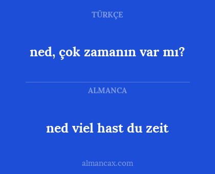ned viel hast du zeit - ned, çok zamanın var mı?