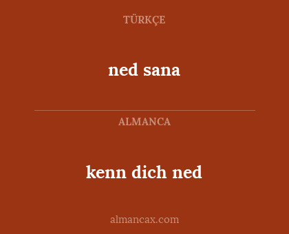 ned sana - kenn dich ned