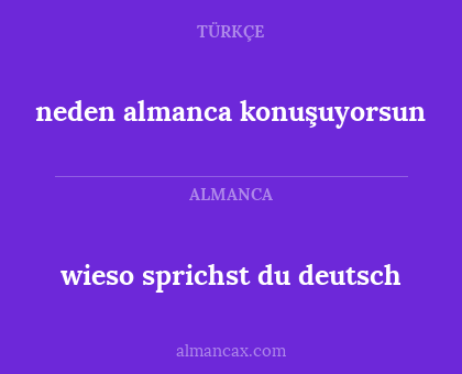 wieso sprichst du deutsch - neden almanca konuşuyorsun