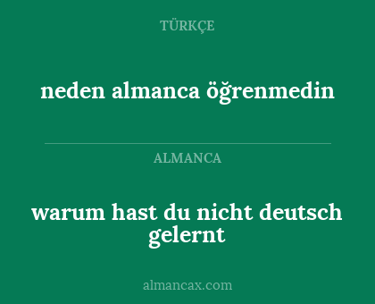 warum hast du nicht deutsch gelernt - neden almanca öğrenmedin