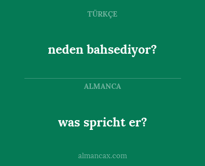 was spricht er? - neden bahsediyor?