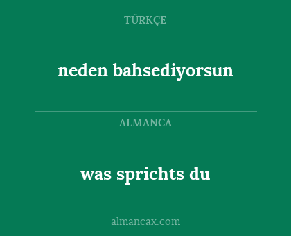 was sprichts du - neden bahsediyorsun