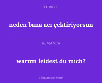 neden bana acı çektiriyorsun - warum leidest du mich?