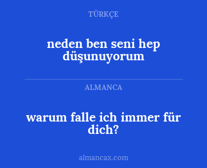 warum falle ich immer für dich? - neden ben seni hep düşunuyorum