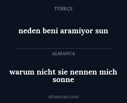 warum nicht sie nennen mich sonne - neden beni aramiyor sun