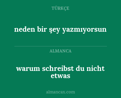 neden bir şey yazmıyorsun - warum schreibst du nicht etwas