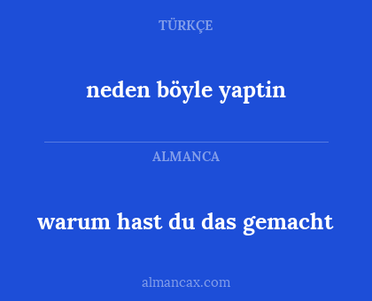 warum hast du das gemacht - neden böyle yaptin