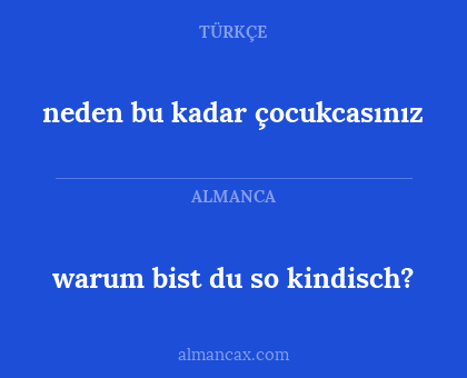 warum bist du so kindisch? - neden bu kadar çocukcasınız