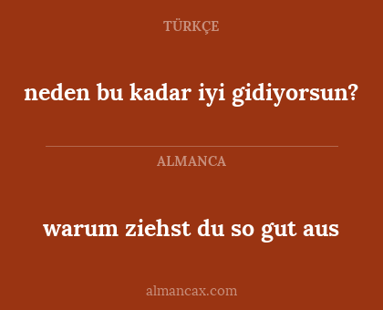 warum ziehst du so gut aus - neden bu kadar iyi gidiyorsun?