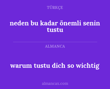 warum tustu dich so wichtig - neden bu kadar önemli senin tustu