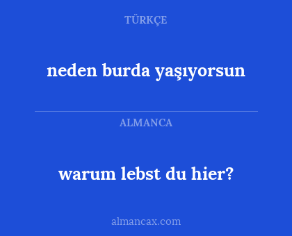 neden burda yaşıyorsun - warum lebst du hier?