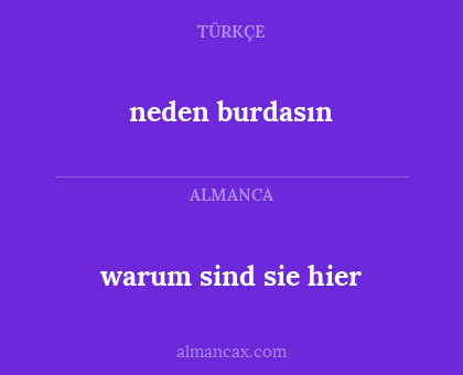 neden burdasın - warum sind sie hier
