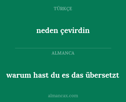 neden çevirdin - warum hast du es das übersetzt