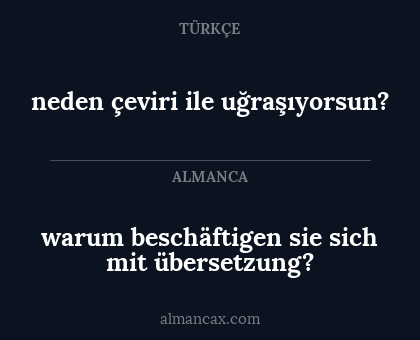 warum beschäftigen sie sich mit übersetzung? - neden çeviri ile uğraşıyorsun?
