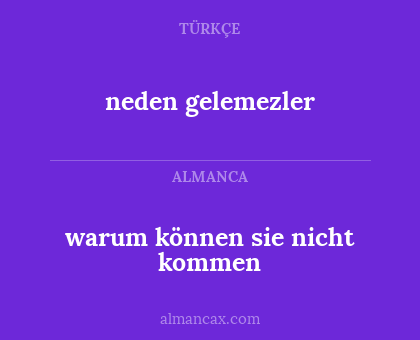 neden gelemezler - warum können sie nicht kommen