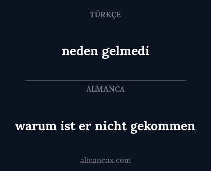 neden gelmedi - warum ist er nicht gekommen