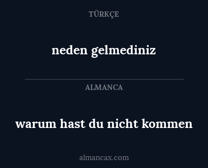 neden gelmediniz - warum hast du nicht kommen