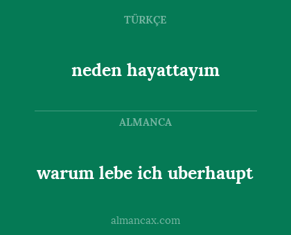 warum lebe ich uberhaupt - neden hayattayım
