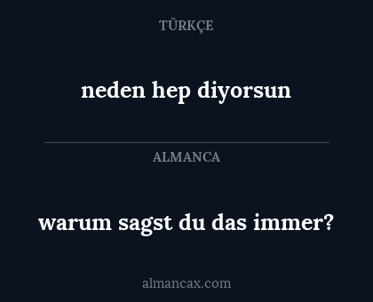 neden hep diyorsun - warum sagst du das immer?