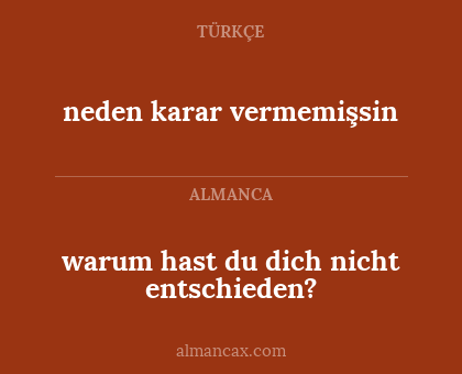 neden karar vermemişsin - warum hast du dich nicht entschieden?