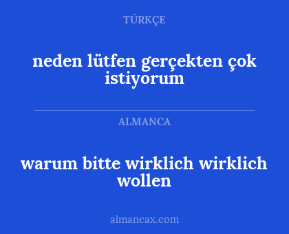 neden lütfen gerçekten çok istiyorum - warum bitte wirklich wirklich wollen