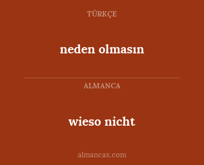 neden olmasın - wieso nicht