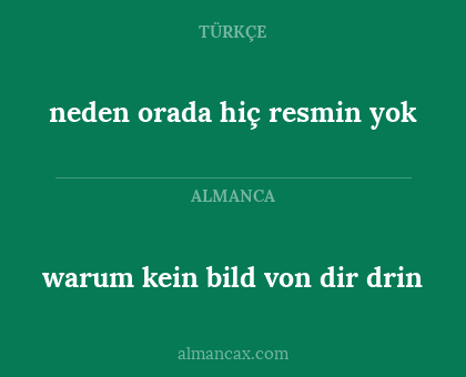 warum kein bild von dir drin - neden orada hiç resmin yok