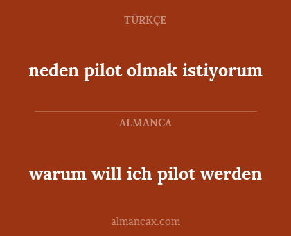 warum will ich pilot werden - neden pilot olmak istiyorum