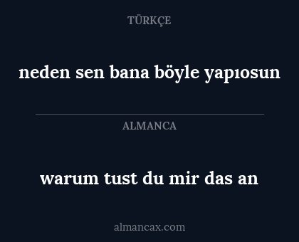 warum tust du mir das an - neden sen bana böyle yapıosun