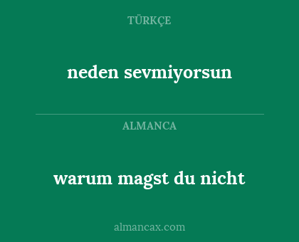 neden sevmiyorsun - warum magst du nicht