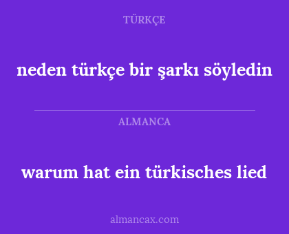 warum hat ein türkisches lied - neden türkçe bir şarkı söyledin