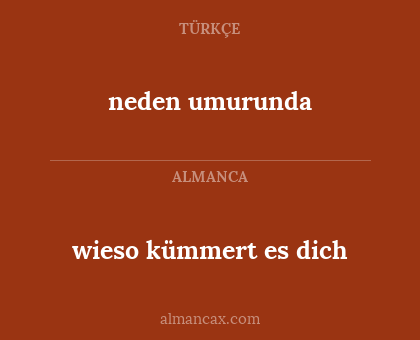 neden umurunda - wieso kümmert es dich