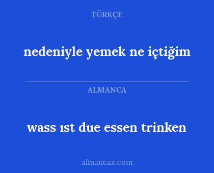 nedeniyle yemek ne içtiğim - wass ıst due essen trinken