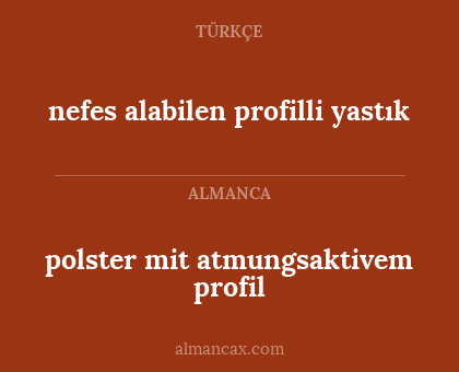 nefes alabilen profilli yastık - polster mit atmungsaktivem profil