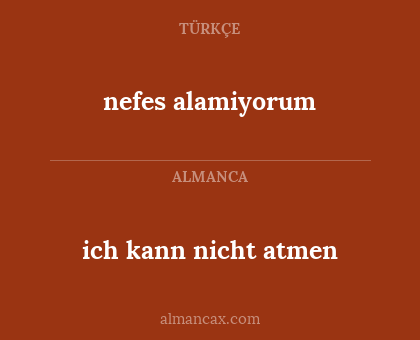 nefes alamiyorum - ich kann nicht atmen