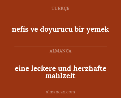 nefis ve doyurucu bir yemek - eine leckere und herzhafte mahlzeit