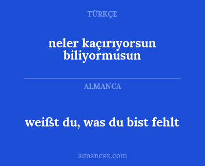weißt du, was du bist fehlt - neler kaçırıyorsun biliyormusun
